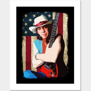 Stevie Ray Vaughan Vintage American Flag Posters and Art